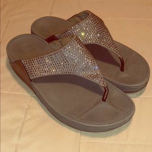 Size 11 Silver rhinestone Fitflops